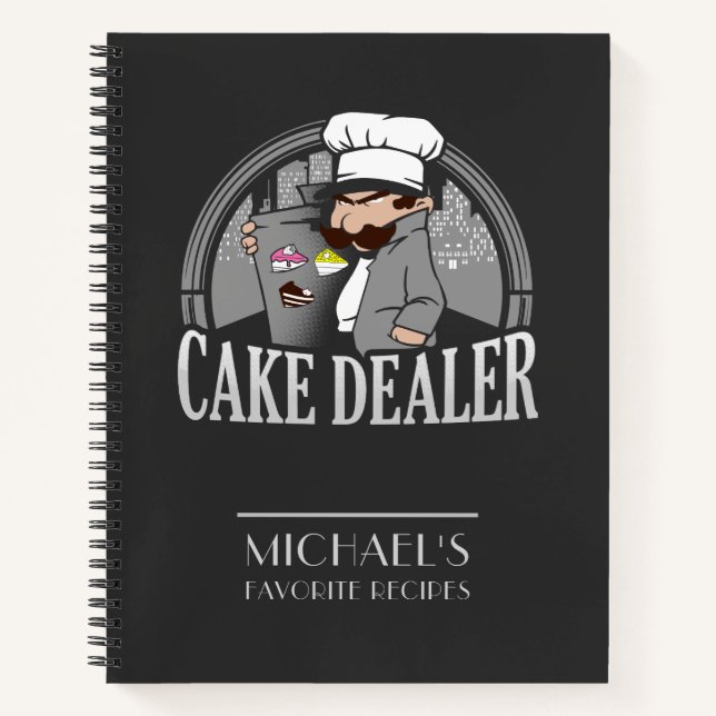 Funny Bakery Owner Chefs Personalized Recipe Notebook (Front)