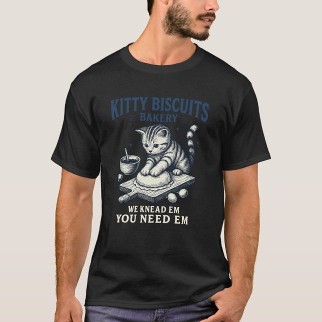 Funny Baking Art Kitty Biscuits Bakery Cat Lover T-Shirt (Front)