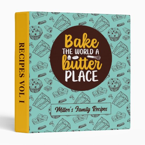Funny Baking Bakery Recipe Dessert Food Pattern 3 Ring Binder
