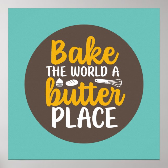 Funny Baking Bakery Typography Retro Kitchen Décor Poster (Front)