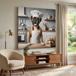 Funny Baking Boxer Dog Faux Canvas Print