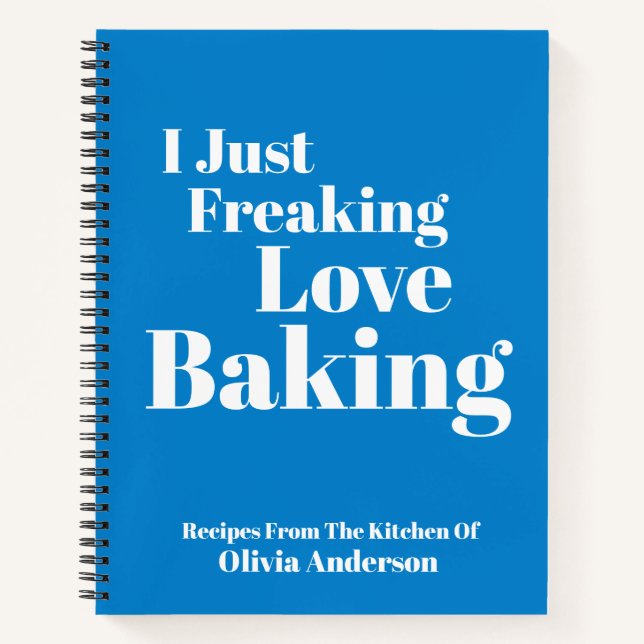 Funny Baking Gift Personalized Name Blue Recipe Notebook (Front)