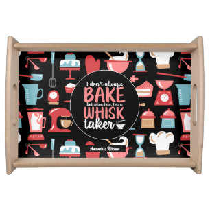 Funny Baking Meme Whisk Taker Retro Bakery Pattern Serving Tray