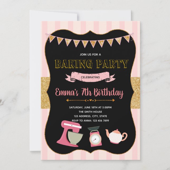 Funny baking party invitation (Front)