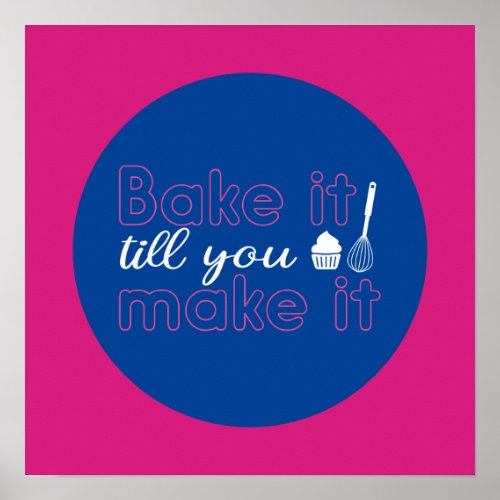 Funny Baking Quote Typography Art Retro Color Poster