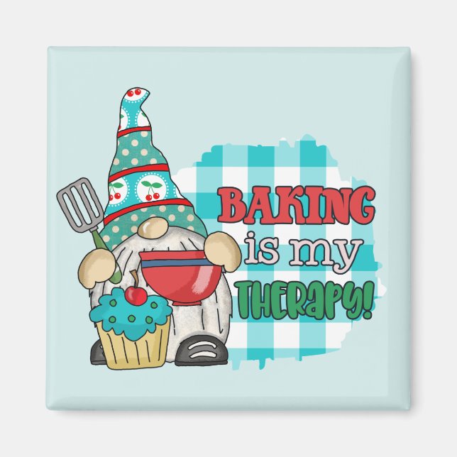 Funny baking therapy word art magnet (Front)