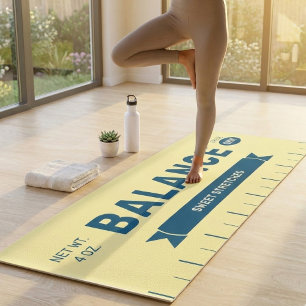 Funny "Balance" Butter Stick Personalized Yellow  Yoga Mat