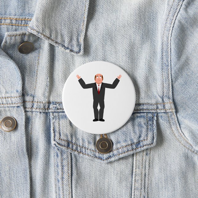 Funny Bald Businessman Shrugging Humorous  Button (Creator Uploaded)