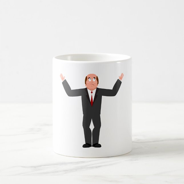 Funny Bald Businessman Shrugging Humorous  Coffee Mug (Creator Uploaded)