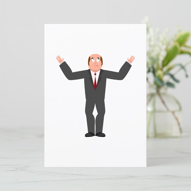 Funny Bald Businessman Shrugging Humorous  Invitation (Creator Uploaded)