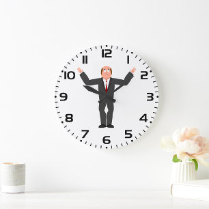 Funny Bald Businessman Shrugging Humorous Large Clock