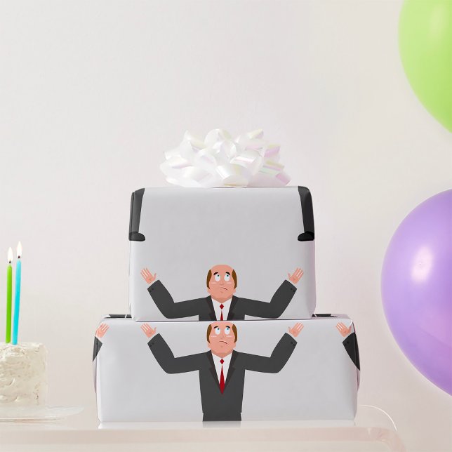 Funny Bald Businessman Shrugging Humorous  Wrapping Paper (Creator Uploaded)