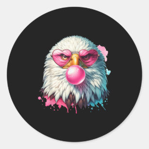 Funny Bald Eagle Cute Eagle With Nk Gles And Bubbl Classic Round Sticker