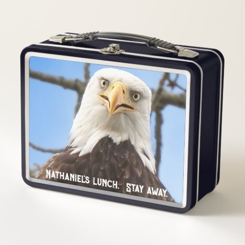 Funny Bald Eagle Face Stay Away Childs Metal Lunch Box