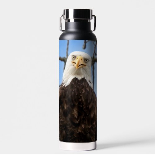 Funny Bald Eagle Face Wildlife Photography Water Bottle