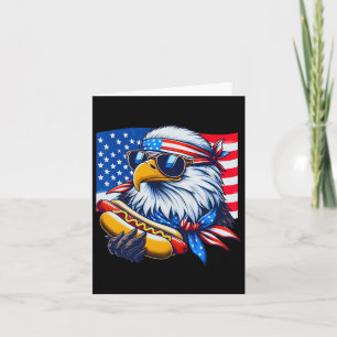 Funny Bald Eagle Hotdog American Flag 4th Of July Card