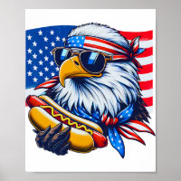 Funny Bald Eagle Hotdog American Flag 4th Of July