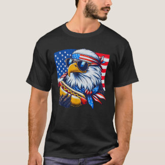 Funny Bald Eagle Hotdog American Flag 4th Of July T-Shirt
