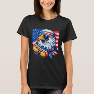 Funny Bald Eagle Hotdog American Flag 4th Of July T-Shirt