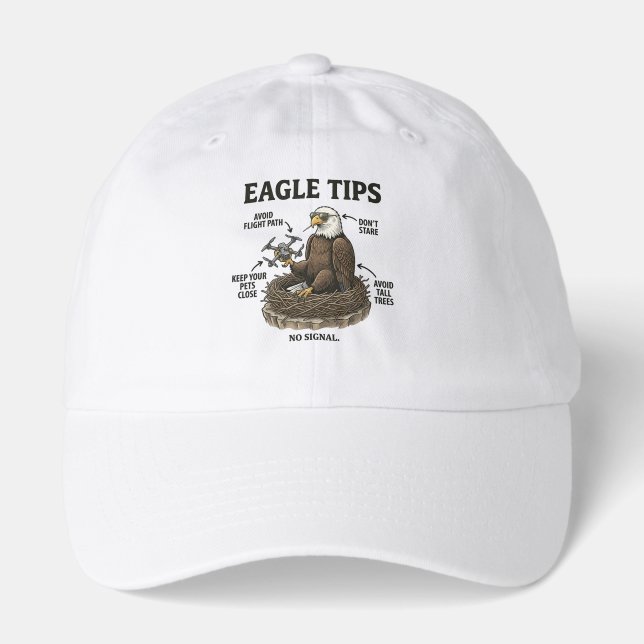 Funny Bald Eagle Tips Nature Survival Humor Hat (Front)