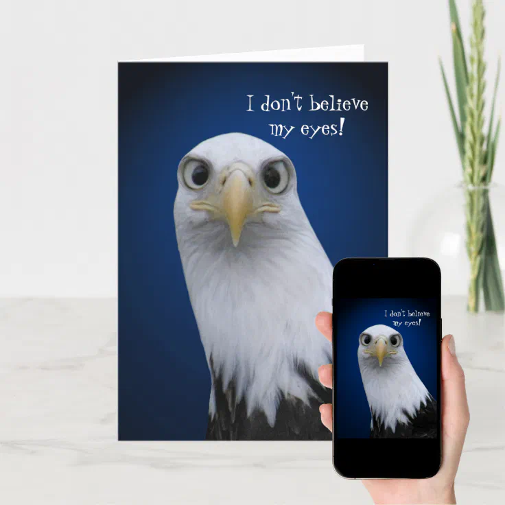 Funny Bald Eagle with Big Eyes Card | Zazzle