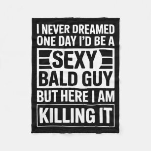 Funny Bald Man Art For Men Boys Bald Dad Bald Guy  Fleece Blanket