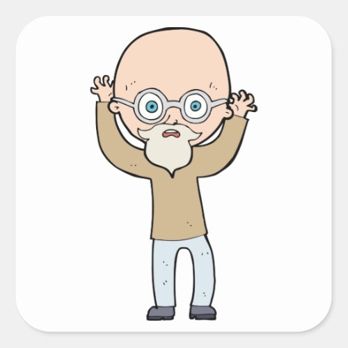 Funny Bald Man Square Sticker