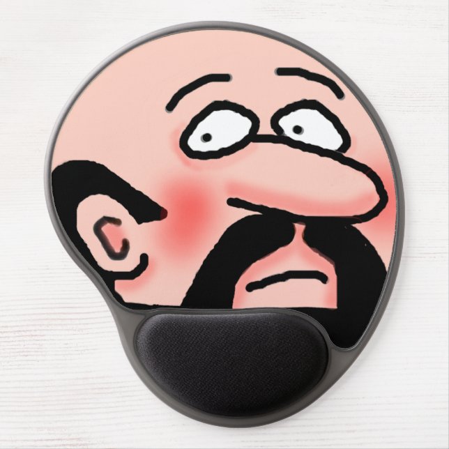 Funny Bald Man with Beard Cartoon Internet Spy Gel Mouse Pad (Front)