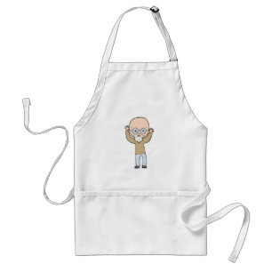 Funny Bald Quirky Old Man with Beard Adult Apron