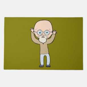 Funny Bald Quirky Old Man with Beard Doormat