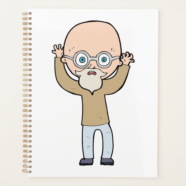 Funny Bald Quirky Old Man with Beard Planner (Front)