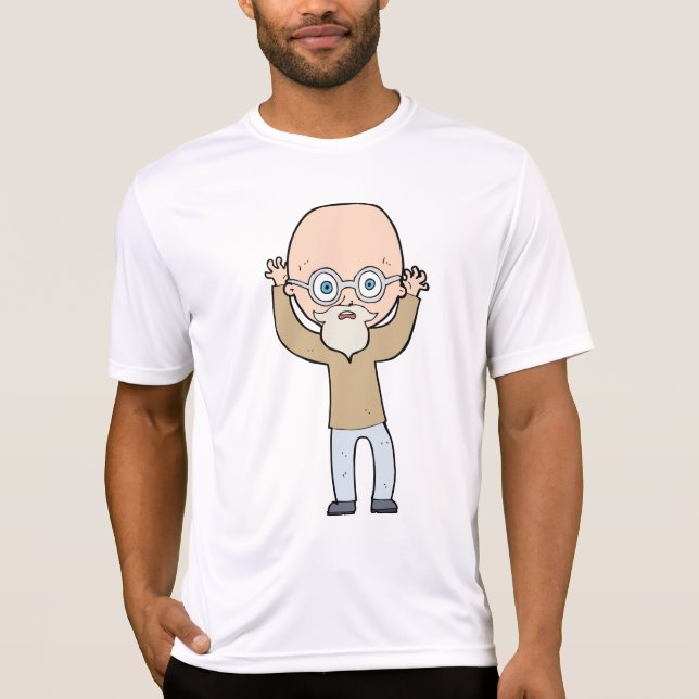 Funny Bald Quirky Old Man with Beard T-Shirt (Front)