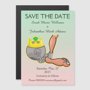 Funny Ball And Chain Save the Date Magnetic Invitation