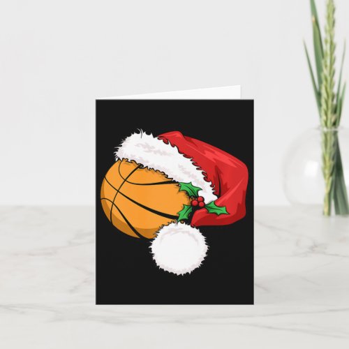 Funny Ball Basketball Santa Hat Merry Christmas Xm Card