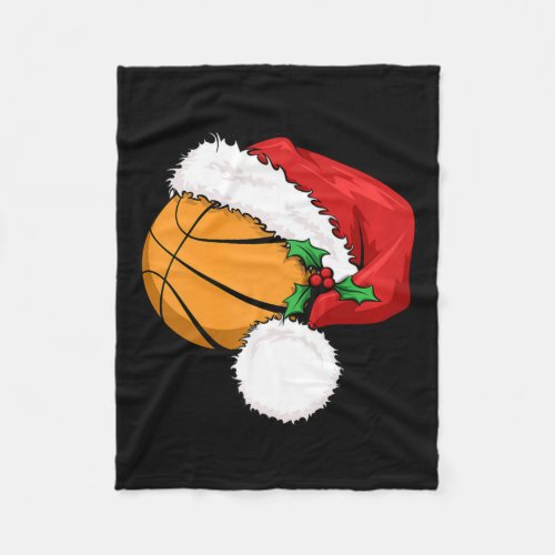 Funny Ball Basketball Santa Hat Merry Christmas Xm Fleece Blanket