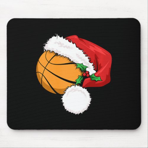 Funny Ball Basketball Santa Hat Merry Christmas Xm Mouse Pad