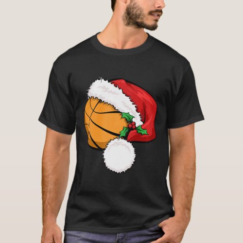 Funny Ball Basketball Santa Hat Merry Christmas Xm T_Shirt