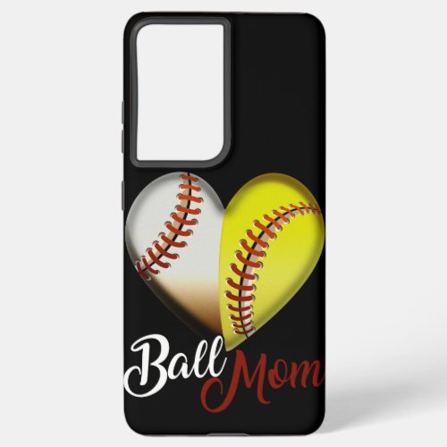 Funny Ball Mom  Heart design Gift for Baseball Samsung Galaxy S21 Ultra Case