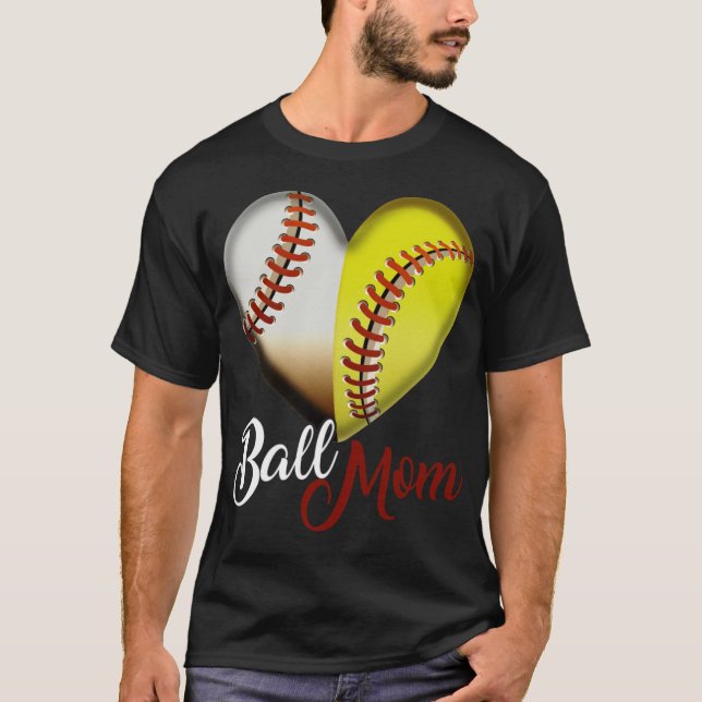 Funny Ball Mom Heart design Gift for usa babe  T-Shirt (Front)