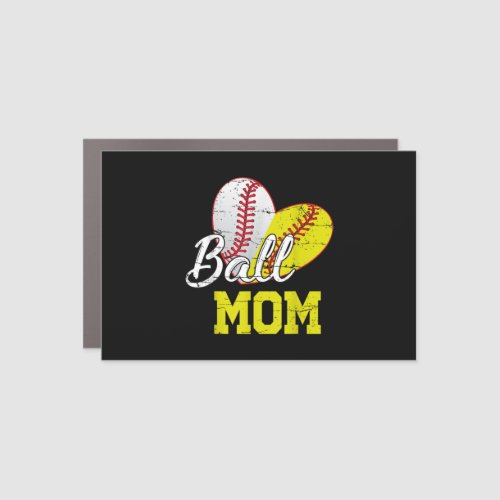 Funny Ball Mom Softball Baseball Car Magnet