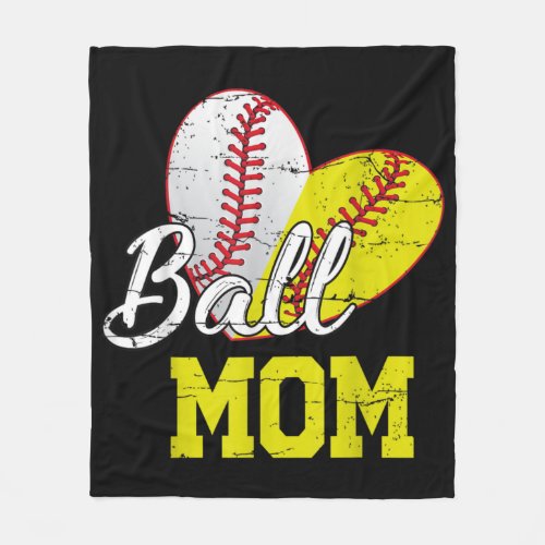 Funny Ball Mom Softball Baseball Fleece Blanket