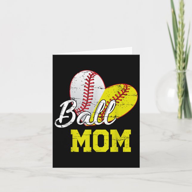 Funny Ball Mom Softball Baseball For Women Mothers Card (Front)
