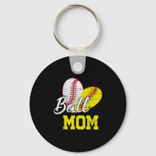 Funny Ball Mom Softball Baseball For Women Mothers Keychain