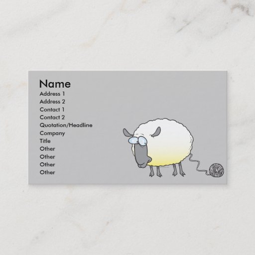 Customizable funny ball of yarn cloned sheep cartoon business card templates