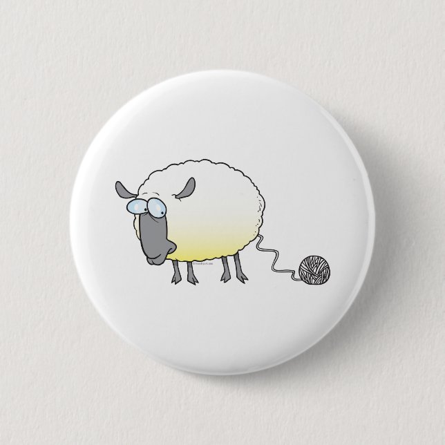 funny ball of yarn cloned sheep cartoon button (Front)