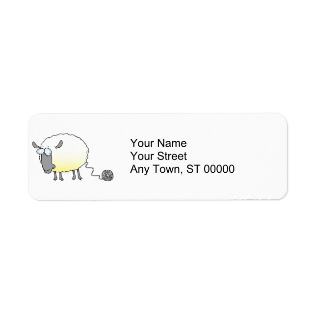 funny ball of yarn cloned sheep cartoon label (Front)