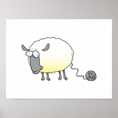 funny ball of yarn cloned sheep cartoon poster