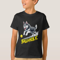Funny Ballaholic Siberian Husky Dog Chasing Ball