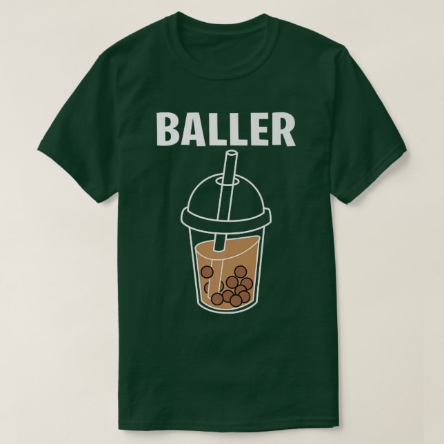 Funny Baller Bubble Milk Tea Cute Kawaii Boba Drin T-Shirt (Design Front)