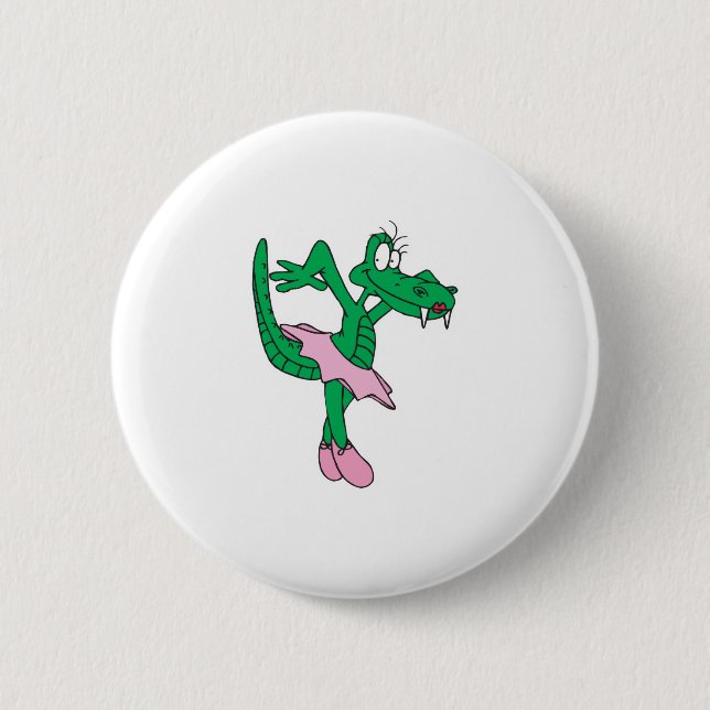 funny ballerina alligator button (Front)